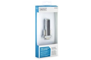 Konwerter / Adapter USB-A 1.1 męski do RS232 (DB9) męski | Chipset Prolific PL2303GT | Mocowanie na śruby | z dodatkowym kablem 