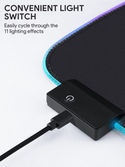 KM-P7 RGB podkładka pod mysz i klawiaturę XXL gamingowa| 900x400x4mm | wodoodporna | gumowany spód | aplikacja G-aim Control Cen