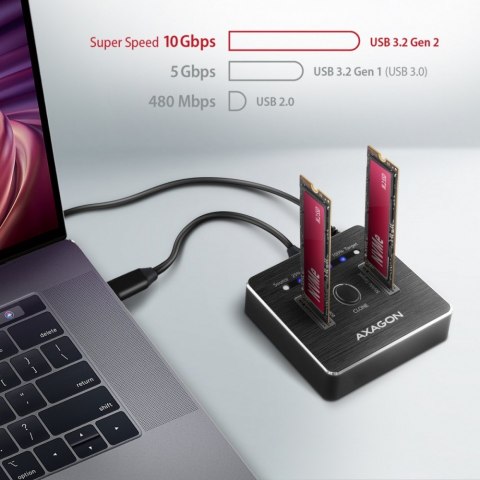 Stacja dokująca ADSA-M2C , USB-C 3.2 Gen 2 - 2x M.2 NVMe SSD CLONE MASTER