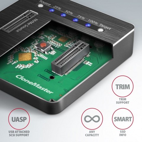 Stacja dokująca ADSA-M2C , USB-C 3.2 Gen 2 - 2x M.2 NVMe SSD CLONE MASTER