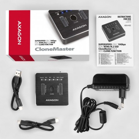 Stacja dokująca ADSA-M2C , USB-C 3.2 Gen 2 - 2x M.2 NVMe SSD CLONE MASTER