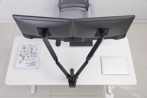Ramię/uchwyt na dwa monitory biurkowe, regulowane od 17 cali do 32 cale, obciążenie do 9 kg