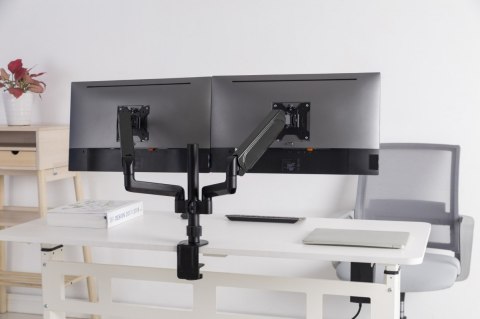 Ramię/uchwyt na dwa monitory biurkowe, regulowane od 17 cali do 32 cale, obciążenie do 9 kg