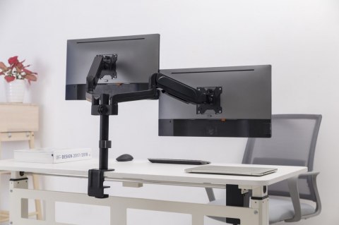 Ramię/uchwyt na dwa monitory biurkowe, regulowane od 17 cali do 32 cale, obciążenie do 9 kg