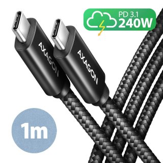 BUCM2-CM10AB Kabel USB-C - USB-C, 1.0m 5A charging, ALU, 240W PD, oplot, USB2.0, czarny