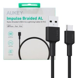 CB-CD30 kabel USB-C - USB-A 0,9m 60W PD 3A 20V nylonowy oplot czarny