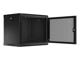 Szafa wisząca 19 cali 9U 600x450 drzwi perforowane (flat pack) czarna