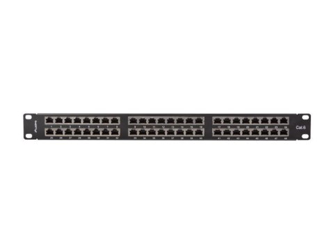 Patch panel 48 portów 1U 19 cali kat.6 ftp ekranowany czarny
