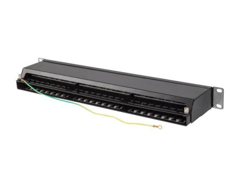 Patch panel 48 portów 1U 19 cali kat.6 ftp ekranowany czarny