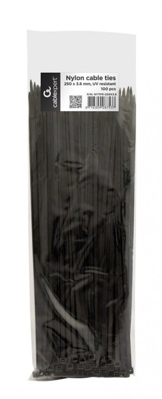 Opaska zaciskowa nylon 25cm/3.6mm (100szt) czarna