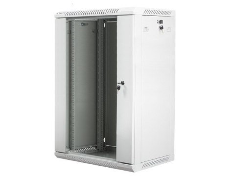 Szafa instalacyjna wisząca 19 cali 18U 600X450mm szara (drzwi szklane)
