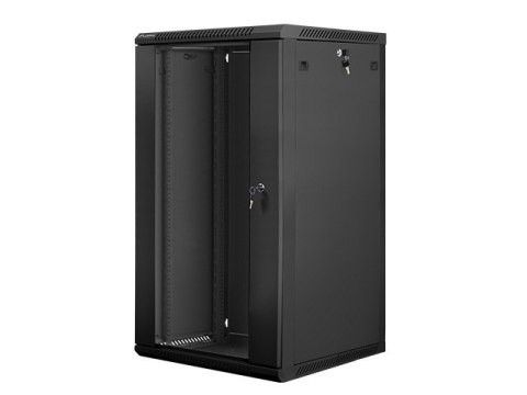 Szafa instalacyjna wisząca 19 cali 22U 600X600mm czarna (drzwi szklane)