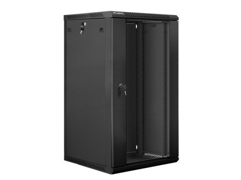 Szafa instalacyjna wisząca 19 cali 22U 600X600mm czarna (drzwi szklane)