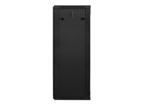 Szafa instalacyjna wisząca 19 cali 27U 600X450mm czarna (drzwi szklane)
