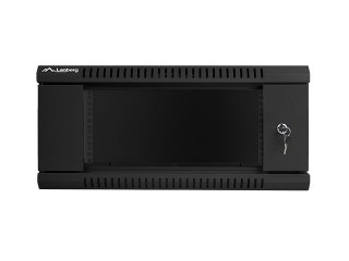 Szafa instalacyjna wisząca 19 cali 4U 600X600mm czarna (drzwi szklane)