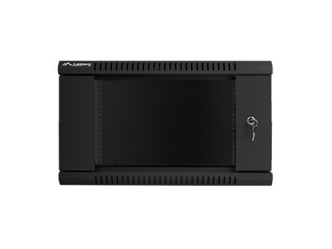 Szafa instalacyjna wisząca 19 cali 6U 600X450mm czarna (drzwi szklane)