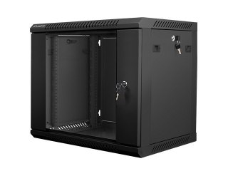 Szafa instalacyjna wisząca 19 cali 9U 600X450mm czarna (drzwi szklane)