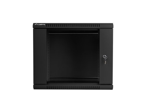 Szafa instalacyjna wisząca 19 cali 9U 600X450mm czarna (drzwi szklane)