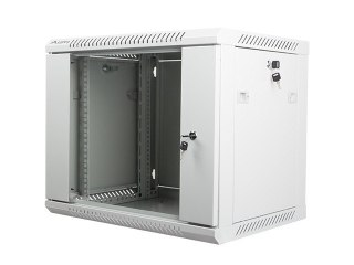 Szafa instalacyjna wisząca 19 cali 9U 600X450mm szara (drzwi szklane)