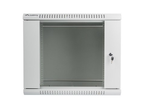 Szafa instalacyjna wisząca 19 cali 9U 600X450mm szara (drzwi szklane)