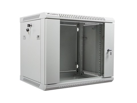 Szafa instalacyjna wisząca 19 cali 9U 600X450mm szara (drzwi szklane)