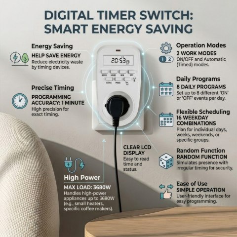 Włącznik czasowy timer cyfrowy GB362 E