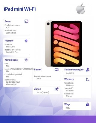 IPad mini Wi-Fi 128GB Księżycowa poświata