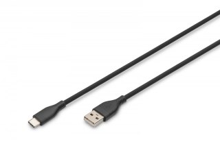 Kabel połączeniowy silikonowy USB-A - USB-C, USB 2.0 60W, 0,5m Czarny