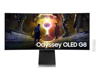 Monitor 34 cale Odyssey G8 OLED 3440x1440 UWQHD 21:9 2xHDMI 1xDP 2xUSB 3.0 0,03ms 175Hz HAS zakrzywiony głośniki 2Y2d2 (LS34DG85