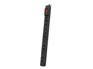 Listwa przeciwprzepięciowa M12/16A Rack 19'' 1.5m czarna (12 gniazd)