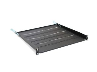 Półka stała 19", 1U, gł. 450 mm, nośność 25 kg, z regulacją i podporą, czarna