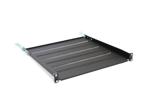 Półka stała 19", 1U, gł. 450 mm, nośność 25 kg, z regulacją i podporą, czarna