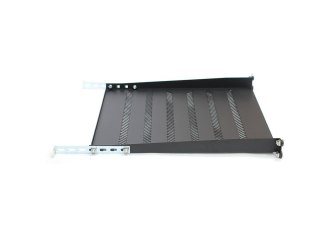 Półka stała 19", 1U, gł. 450 mm, nośność 25 kg, z regulacją i podporą, czarna