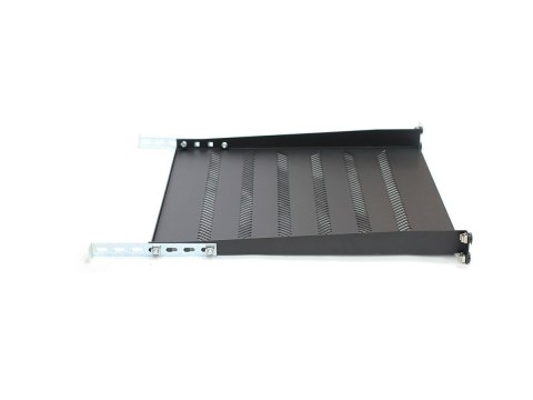 Półka stała 19", 1U, gł. 450 mm, nośność 25 kg, z regulacją i podporą, czarna