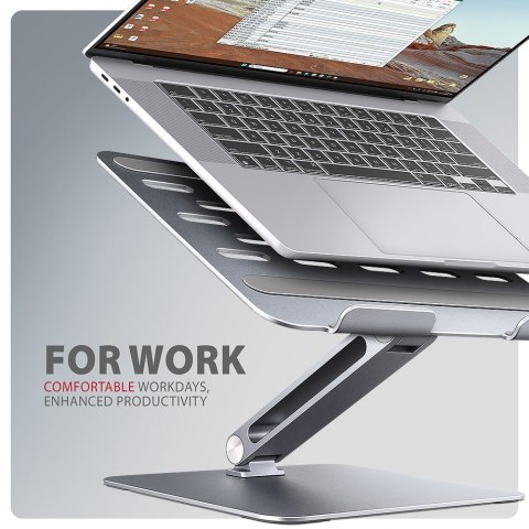 STND-LQ Podstawa do laptopów aluminiowa 10-17.3 cali, regulowane kąty nachylenia, Szara
