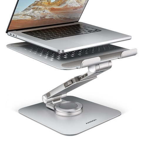 STND-LR Podstawa do laptopów aluminiowa 10-17.3 cala regulowane kąty nachylenia, obrót o 360 stopni, Szara