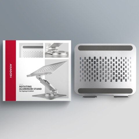STND-LR Podstawa do laptopów aluminiowa 10-17.3 cala regulowane kąty nachylenia, obrót o 360 stopni, Szara