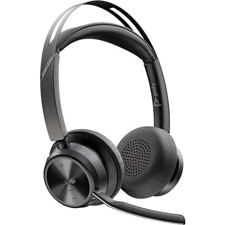Zestaw słuchawkowy Voyager Focus 2 certyfikatem Microsoft Teams USB-C-C z podstawką ładującą, przejściówka USB-C/A 9T9J6AA