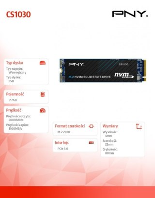 Dysk SSD 512GB M.2 2280 PCIe M280CS1030-512-BLK BULK