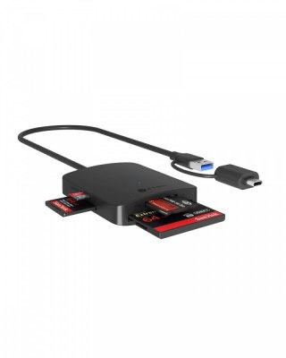 Czytnik Kart CF,TF,SD,microSD, Type-C+A, IB-CR302-CU3