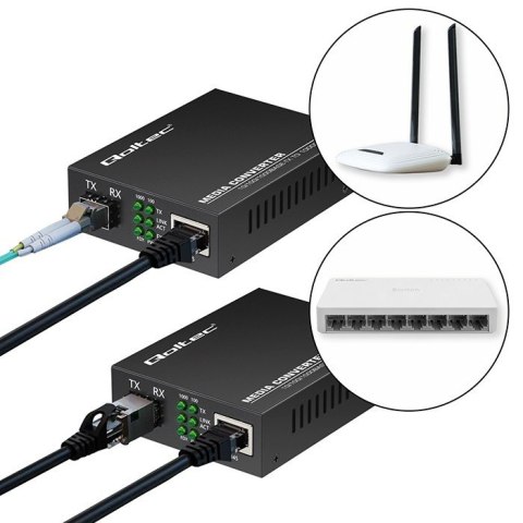 Dwukierunkowy Media Konwerter SWITCH Ethernet 1x RJ45 1x SFP | 1000Mb/s | 5V