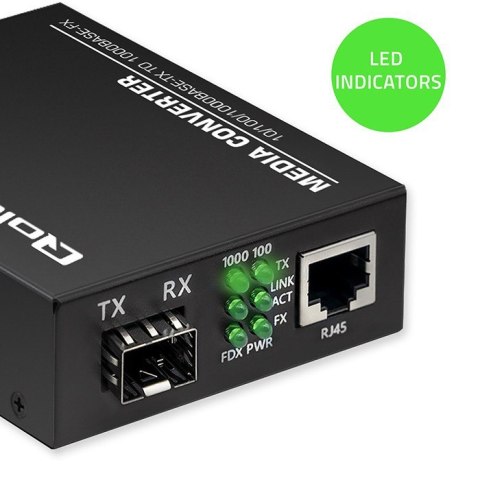 Dwukierunkowy Media Konwerter SWITCH Ethernet 1x RJ45 1x SFP | 1000Mb/s | 5V