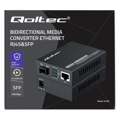 Dwukierunkowy Media Konwerter SWITCH Ethernet 1x RJ45 1x SFP | 1000Mb/s | 5V