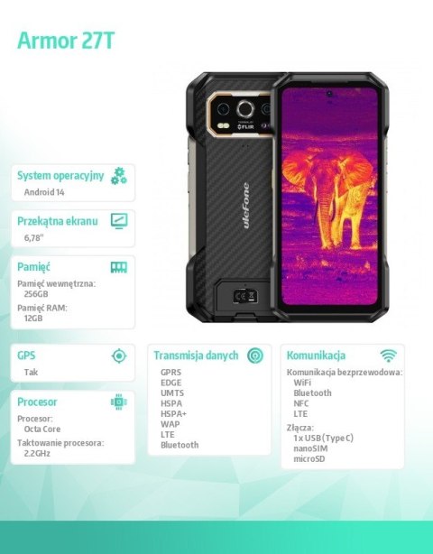 Smartfon Armor 27T 4G 12/256GB IP69K czarny