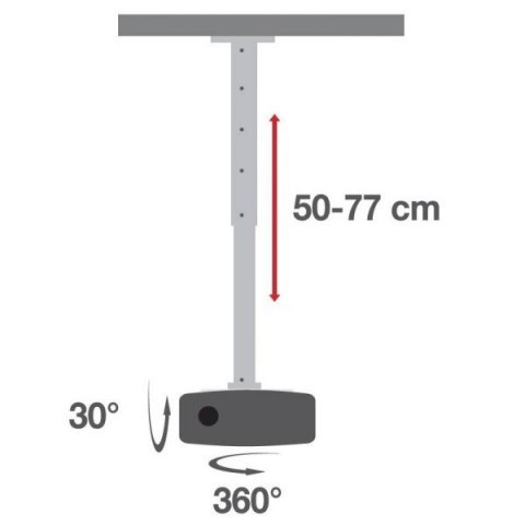 Ramię do projektora 50-77cm sufitowe, 15kg białe