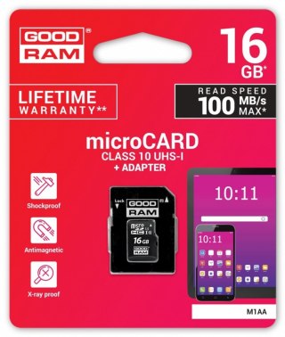 Karta pamięci microSDHC 16GB CL10 + adapter