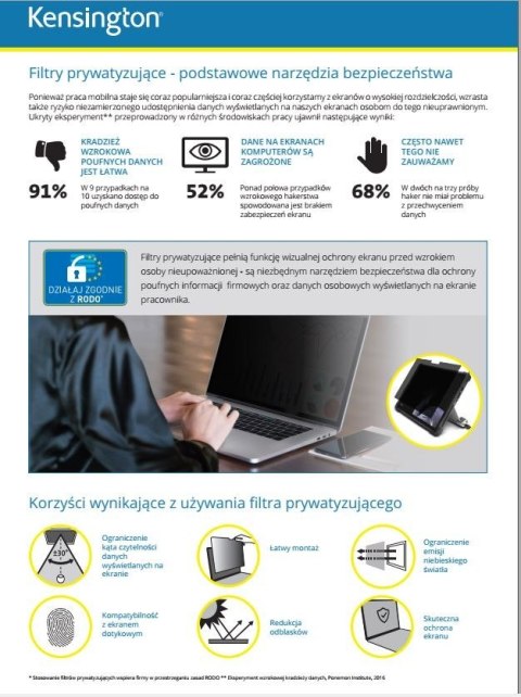 Filtr prywatyzujący, 2-stronny, zdejmowany, do monitora 23.8 cala, 16:9